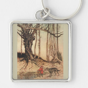 intage Arthur Rackham Red Riding Hood & Wolf Print Key Ring