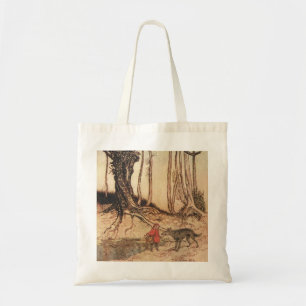 intage Arthur Rackham Red Riding Hood & Wolf Print Tote Bag