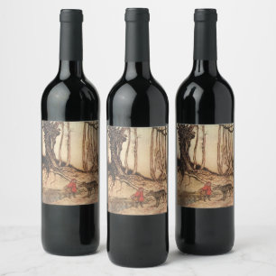 intage Arthur Rackham Red Riding Hood & Wolf Print Wine Label