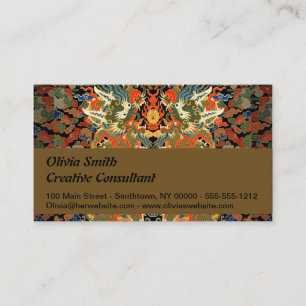intage Chinese Dragon Textile Print Asian Art Business Card