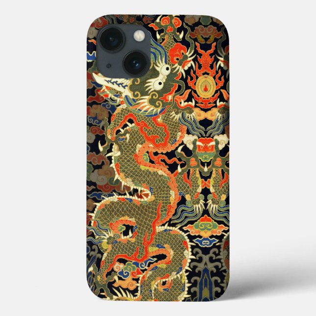 intage Chinese Dragon Textile Print Asian Art Case-Mate iPhone Case (Back)