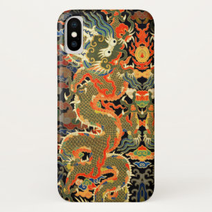 intage Chinese Dragon Textile Print Asian Art iPhone X Case