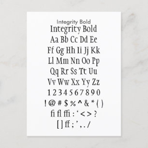 Integrity Bold - Zazzle Font Sampler Sheet Postcard