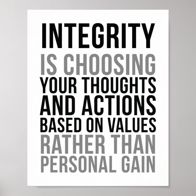 Integrity Is Choosing Your Thoughts And Actions Poster (Front)