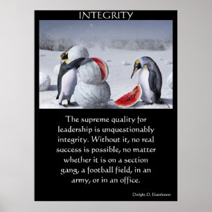 INTEGRITY penguins building a watermelon snowman Poster