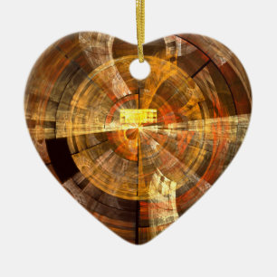 Integrity Radial Abstract Art in Warm Gold Tones Ceramic Ornament