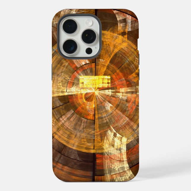 Integrity Radial Abstract Art in Warm Gold Tones iPhone Case (Back)