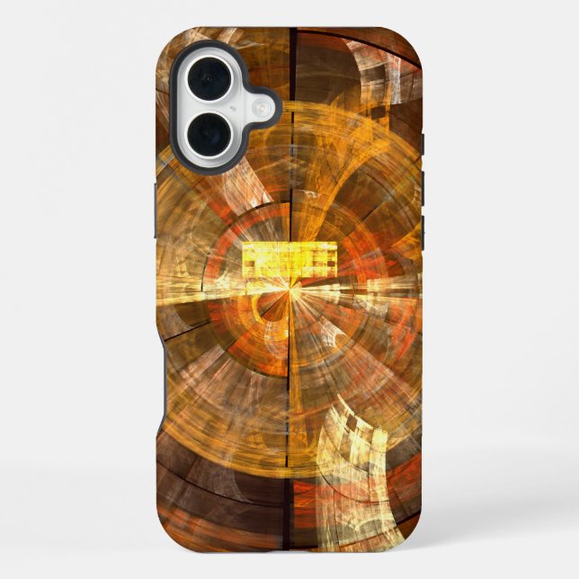 Integrity Radial Abstract Art in Warm Gold Tones iPhone Case (Back)