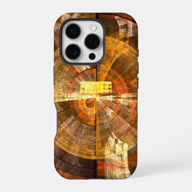 Integrity Radial Abstract Art in Warm Gold Tones iPhone Case (Back)
