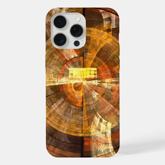 Integrity Radial Abstract Art in Warm Gold Tones iPhone Case (Back)