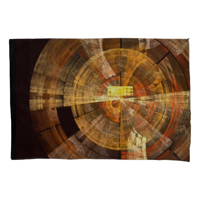 Integrity Radial Abstract Art in Warm Gold Tones Pillowcase (Front)