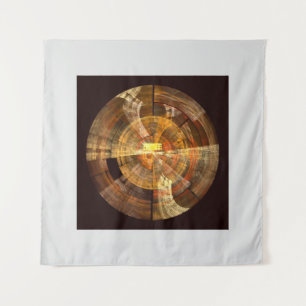 Integrity Radial Abstract Art in Warm Gold Tones Tapestry
