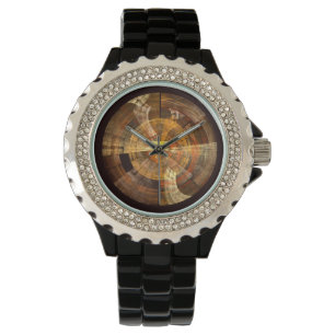 Integrity Radial Abstract Art in Warm Gold Tones Watch