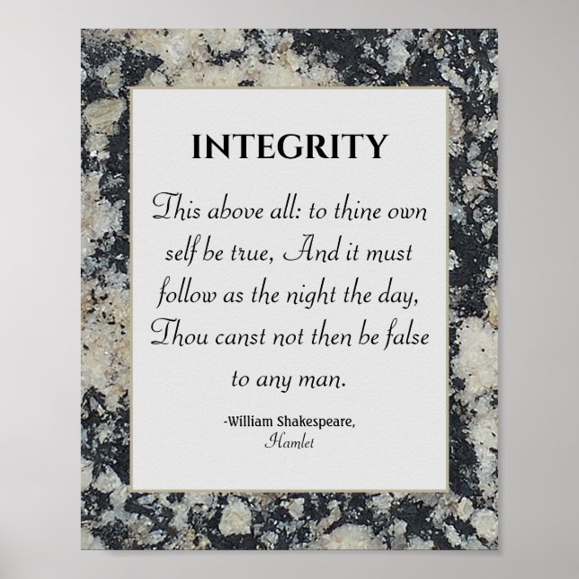 Integrity Shakespeare Quote Values Honour Granite Poster (Front)