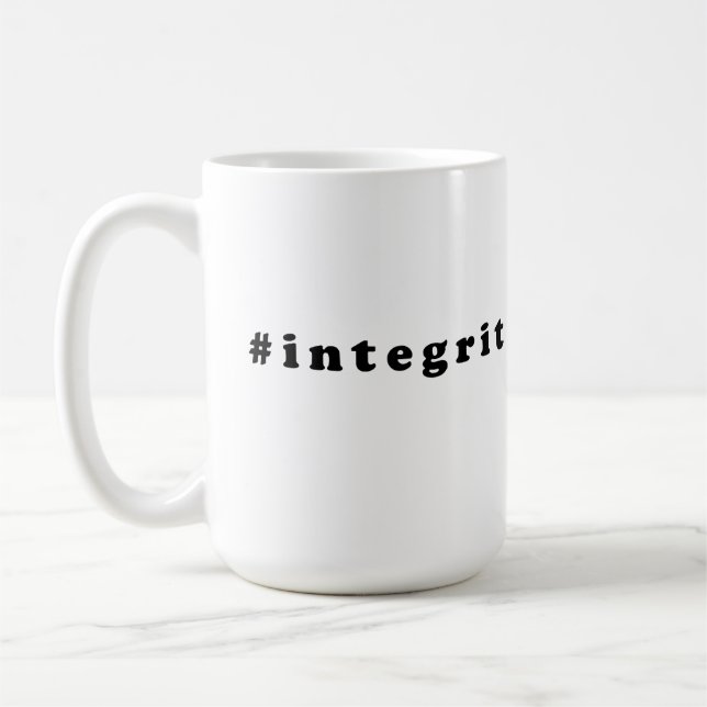 Integrity text design coffee mug (Left)