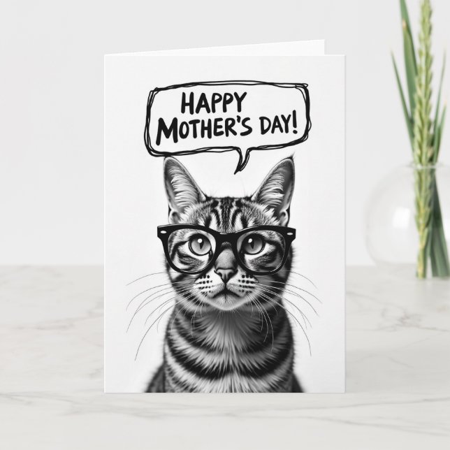 Intellectual Cat Mothers Day Card (Front)