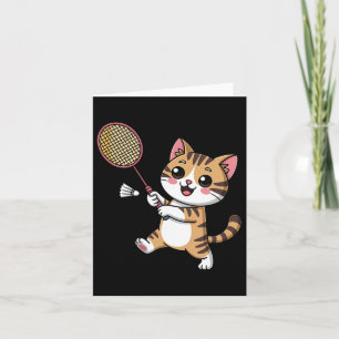 Intelligent Cat Playing Dminton Funny Humourous Card