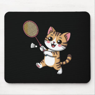 Intelligent Cat Playing Dminton Funny Humourous Mouse Pad