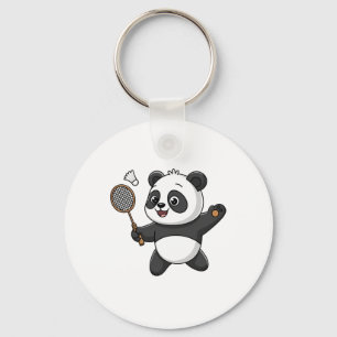 Intelligent Panda Playing Badminton Funny Humourou Key Ring