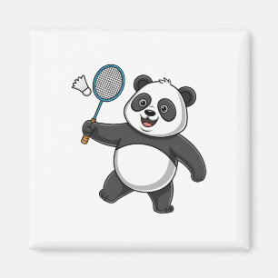 Intelligent Panda Playing Badminton Funny Humourou Magnet