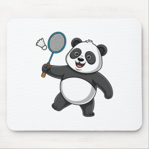 Intelligent Panda Playing Badminton Funny Humourou Mouse Pad