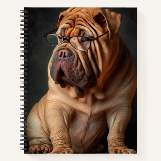 Intelligent Shar Pei Dog with Book Design (Front)