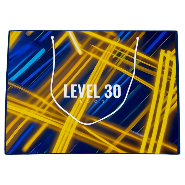 Intense Abstract Neon Synthwave Digital Cyber Large Gift Bag (Front)