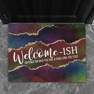 Intense Agate Dark Moody Rainbow Welcome-Ish Doormat