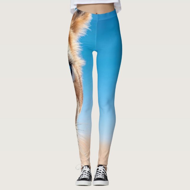 Intense Blue Eyed Lion Desert Horizon Art Wrap Leggings (Front)