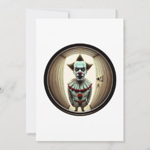 Intense Clown Staring Through Doorway   Fisheye Invitation