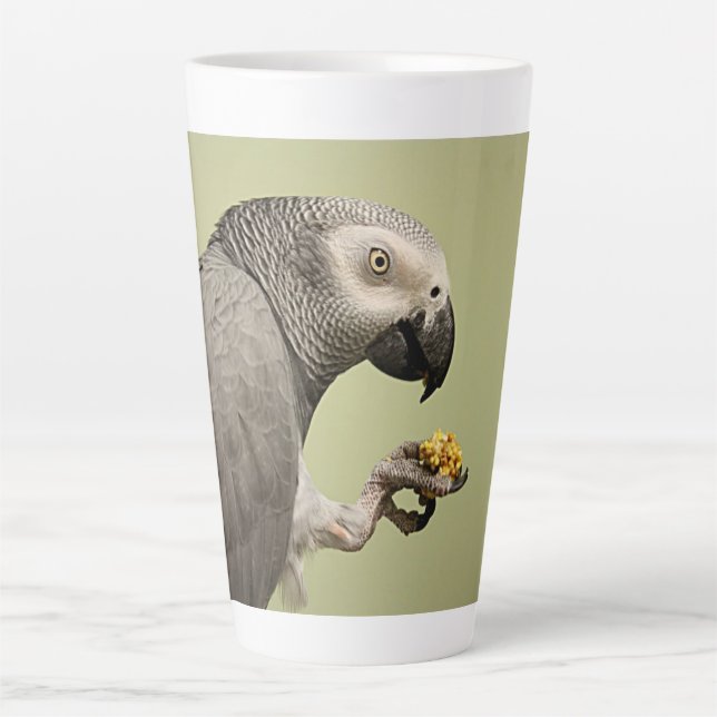 Intense Congo African Grey Parrot Snacking Latte Mug (Front)