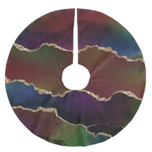 Intense Dark Agate Moody Rainbow Jewel Tone Brushed Polyester Tree Skirt