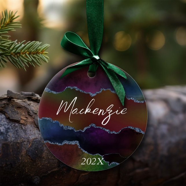 Intense Dark Agate | Moody Rainbow Jewel Tone Ceramic Ornament (Creator Uploaded)