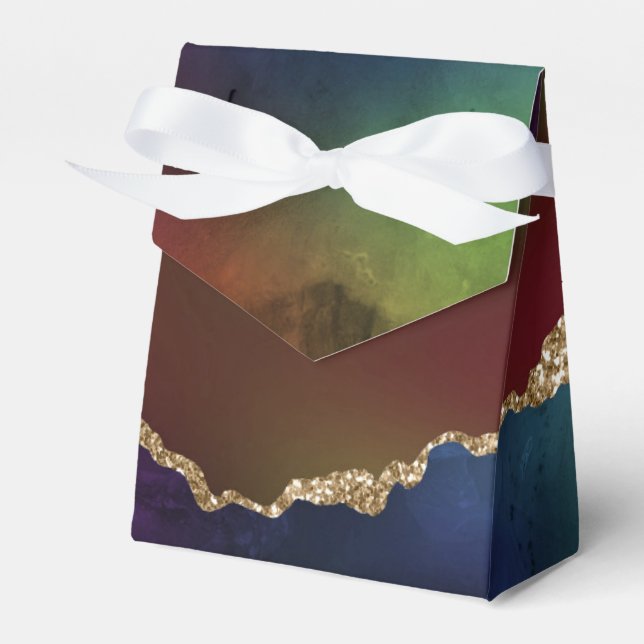 Intense Dark Agate | Moody Rainbow Jewel Tone Favour Box (Front Side)