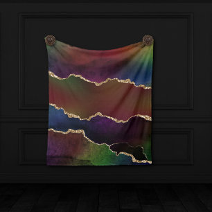 Intense Dark Agate   Moody Rainbow Jewel Tone Fleece Blanket