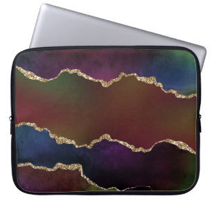 Intense Dark Agate   Moody Rainbow Jewel Tone Laptop Sleeve