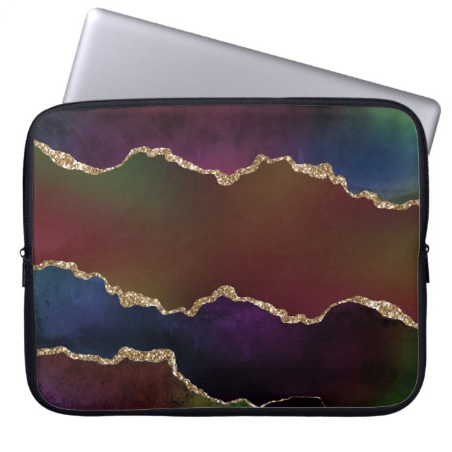 Intense Dark Agate | Moody Rainbow Jewel Tone Laptop Sleeve (Front)