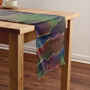 Intense Dark Agate   Moody Rainbow Jewel Tone Short Table Runner