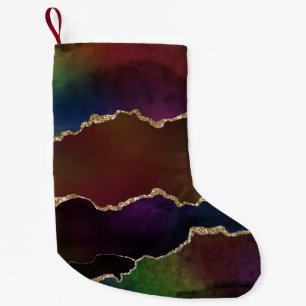 Intense Dark Agate   Moody Rainbow Jewel Tone Small Christmas Stocking