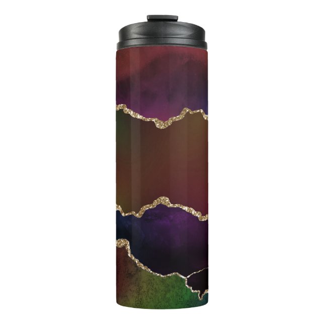 Intense Dark Agate | Moody Rainbow Jewel Tone Thermal Tumbler (Front)
