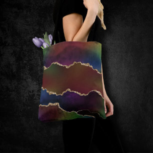 Intense Dark Agate Moody Rainbow Jewel Tone Tote Bag