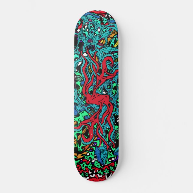 Intense Day Glo Psycho Loco Insane Graphics Skateboard (Front)