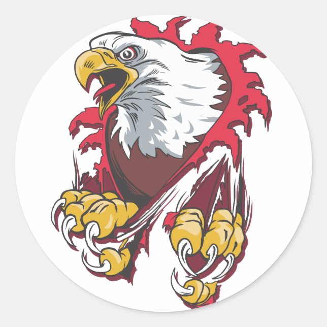 Intense Eagle Classic Round Sticker (Front)