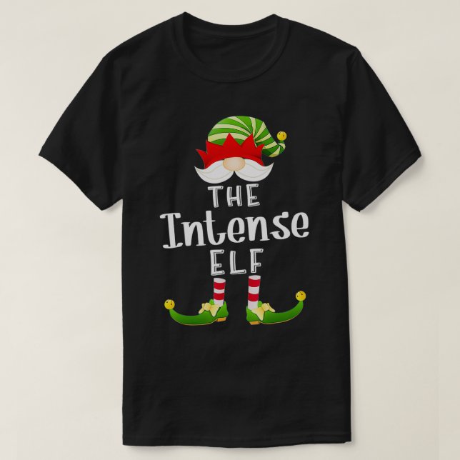 Intense Elf Group Christmas Funny Pajama Party  T-Shirt (Design Front)