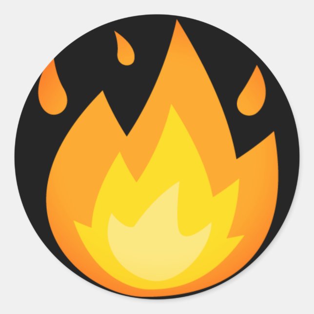 Intense Fire Emoji Classic Round Sticker (Front)