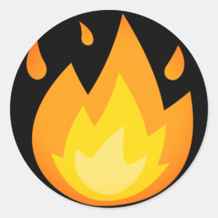 Intense Fire Emoji Classic Round Sticker