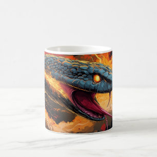 Intense Flaming Snake with Glowing Eyes Coffee Mug