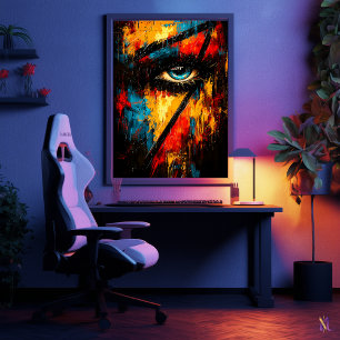 Intense Gaze Contemporary Expressionist Abstract  Poster