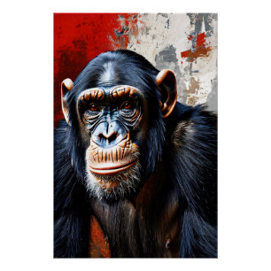 Intense Gaze of the Chimpanzee Poster