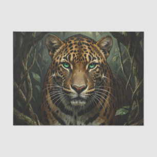 Intense Green Eyed Jaguar Jungle Tissue Paper